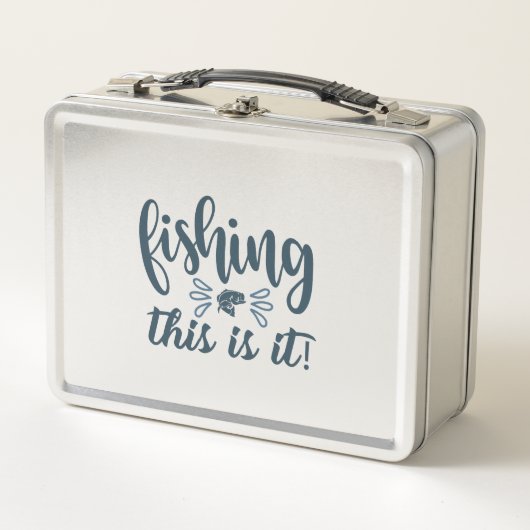 スローガンおもしろい付き魚釣りシャツ メタルランチボックス (正面)