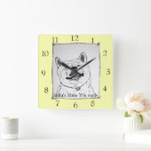 スローガンと微笑するおもしろいな秋田の写真 スクエア壁時計 (ホーム)