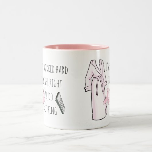 スローガンを何もせず懸命に取り組んおもしろいだ ツートーンマグカップ (中央)