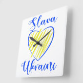 スローガンスラバウクレニグローリートゥウクライナハート スクエア壁時計 (傾斜)