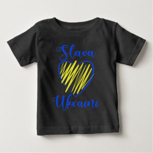スローガンスラバウクレニグローリートゥウクライナハート ベビーTシャツ