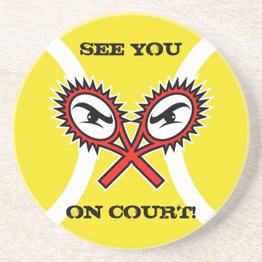 スローガン付きテニスおもしろいコースターことわざ文字ジョーク コースター (正面)
