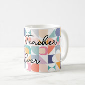 スローガン付きバウハウスパステルタイル模様 コーヒーマグカップ (正面右)