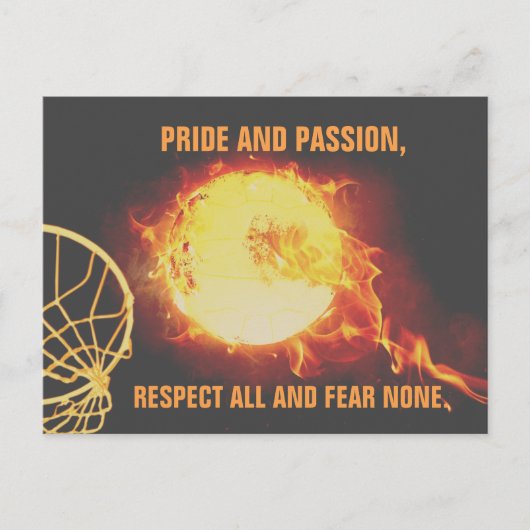 スローガン付きバーニングボールテーマ写真 ポストカード (正面)