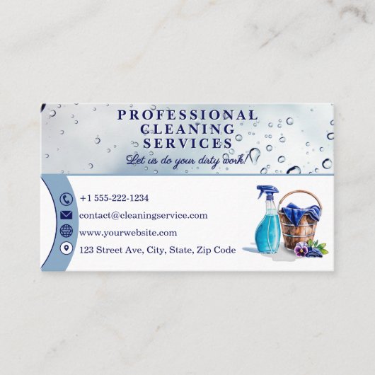 スローガン付きプロフェッショナル清掃業務 名刺 (正面)