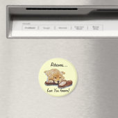 スローガン絵画を持つゴールデンレトリバーの子犬 マグネット (インサイチュ (食洗機))