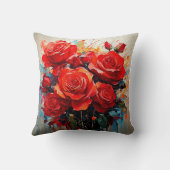 スロークッション – 赤いバラのアートワーク クッション (裏面)