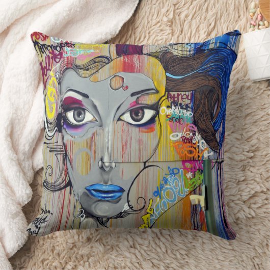 スロークッション – 通りアートグラフィティアート クッション (ブランケット)
