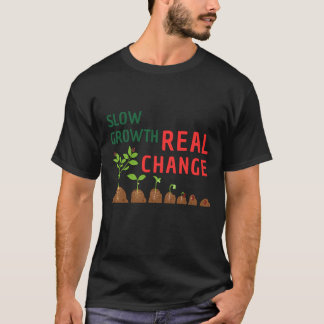 スローグロース リアルチェンジ – 人間的成長イラスト Tシャツ