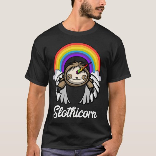 スローシコーン ナマケモノ ユニコーン Tシャツ (正面)