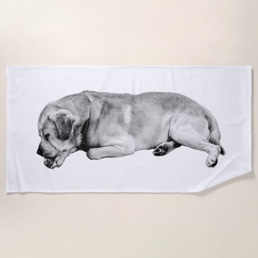 スローショア、幸せな骨 ビーチタオル (正面)