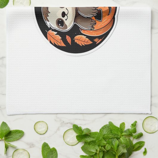 スロースかぼちゃのハロウィーンステッカー特大Tシャツ キッチンタオル (折り畳み)