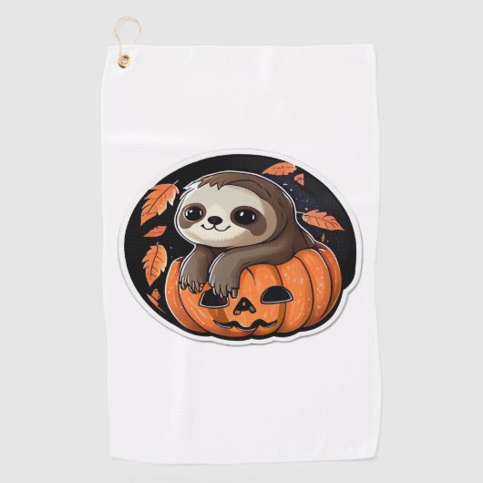 スロースかぼちゃのハロウィーンステッカー特大Tシャツ ゴルフタオル (正面)