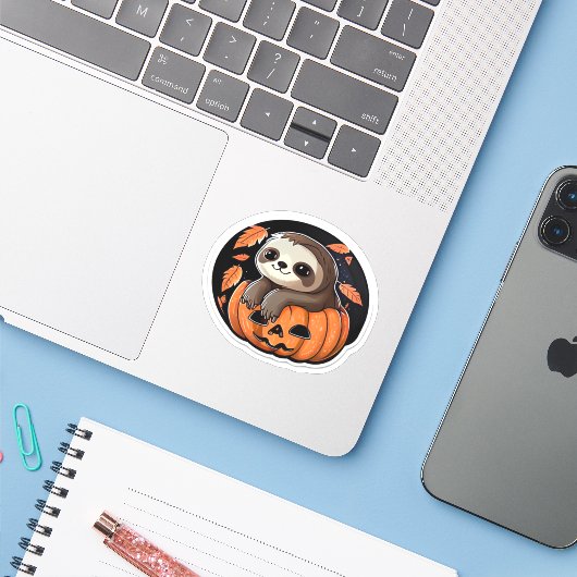 スロースかぼちゃのハロウィーンステッカー特大Tシャツ シール (ノートパソコンとiPhone)