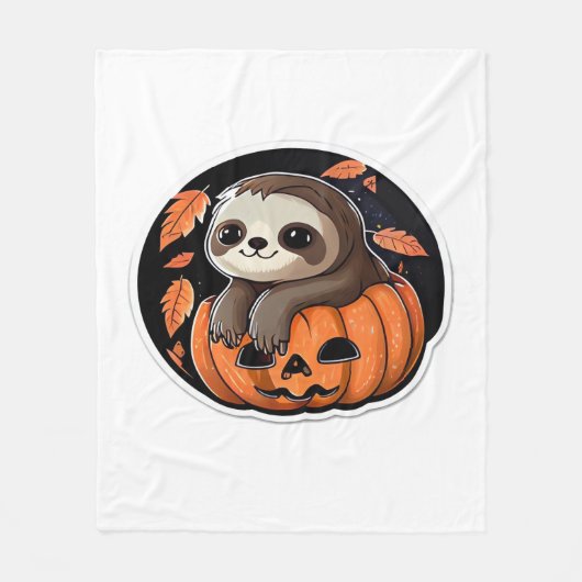 スロースかぼちゃのハロウィーンステッカー特大Tシャツ フリースブランケット (正面)