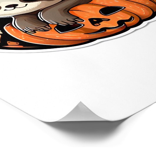 スロースかぼちゃのハロウィーンステッカー特大Tシャツ ポスター (角)