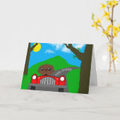 スロースが車の誕生日カードを駆動 カード (黄色い花)