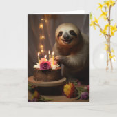 スロースとお誕生日ケーキ カード (黄色い花)