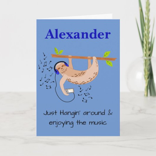 スロースと音楽の折り畳みグリーティングカード カード (正面)