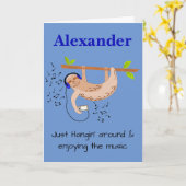 スロースと音楽の折り畳みグリーティングカード カード (黄色い花)