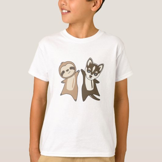 スロースのハスキー犬の動物の友人の子供 Tシャツ (正面)