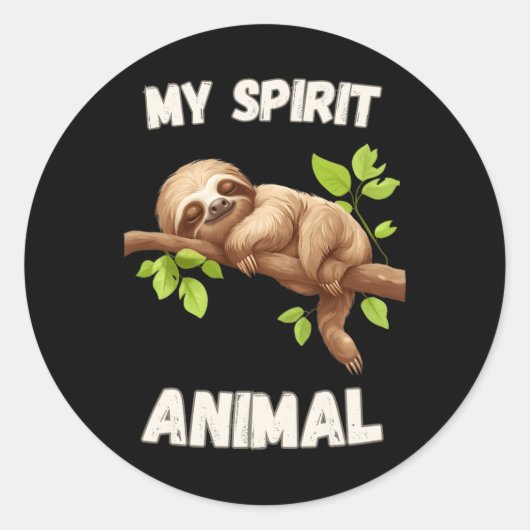 スロースは私の精神の動物である – 怠惰な昼寝おもしろいSlo ラウンドシール (正面)