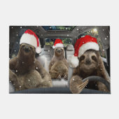 スロースは車のクリスマススノーシーズンを運転しているクリスマス ドアマット (正面)