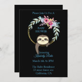 スロースぶら下がったリースフラワーベビーシャワー 招待状 (正面/裏面)