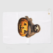 スロースをテーマにしたハロウィーンのオーバーサイズTシャツ ゴルフタオル (横)