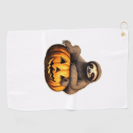 スロースをテーマにしたハロウィーンのオーバーサイズTシャツ ゴルフタオル (横)