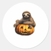 スロースをテーマにしたハロウィーンのオーバーサイズTシャツ ラウンドシール (正面)