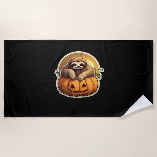 スロースをテーマクラシックにしたハロウィーンTシャツ_1 ビーチタオル (正面)