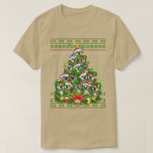 スロースクリスマス照明ツリーサンタスロス醜いクリスマ Tシャツ (デザイン正面)