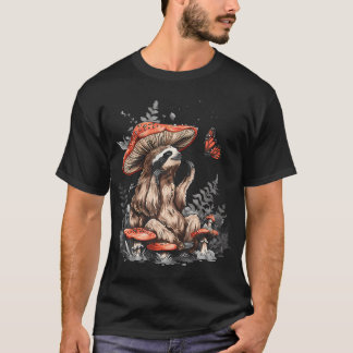 スロースタイリッシュアニマル コテージコアスタイル きのこ H Tシャツ