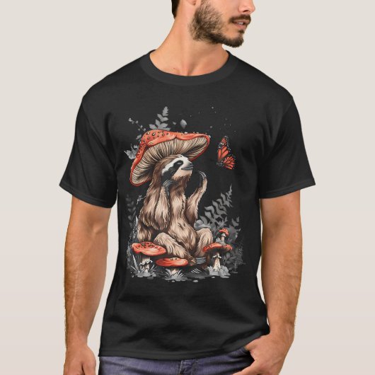 スロースタイリッシュアニマル コテージコアスタイル きのこ H Tシャツ (正面)