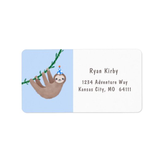 スローステーマ誕生日と青と白の水玉模様 ラベル (正面)