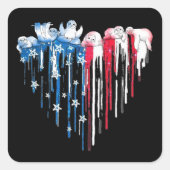 スロースハート水彩Tシャツかわいいアニマルブルー スクエアシール (正面)