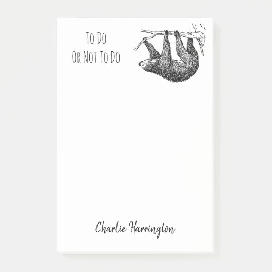 スロースヴィンテージ動物のアートワーク怠惰なTo-Doリスト ポストイット (正面)