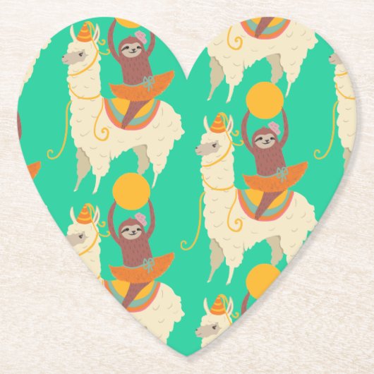 スロース乗馬ラマ模様 ペーパーコースター (正面)