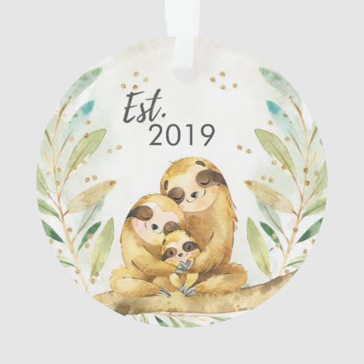 スロース初めてのクリスマスを3人家族として オーナメント (裏面)