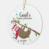 スロース初めてのクリスマス おもしろい セラミックオーナメント (左)