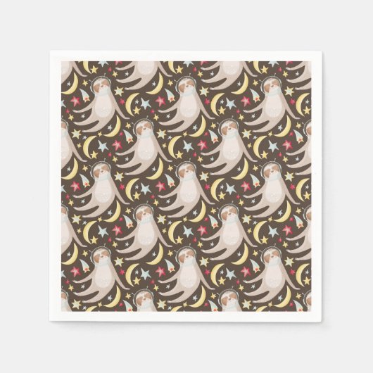 スロース宇宙飛行士パターン スタンダードカクテルナプキン (正面)