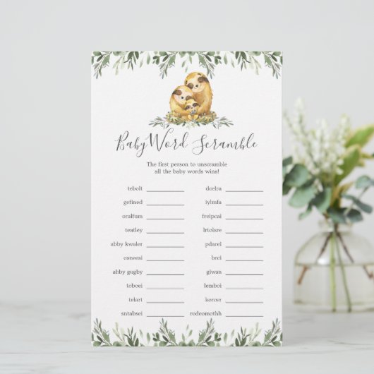 スロース家族の赤ちゃんシャワー単語スクランブルゲーム (スタンド正面)