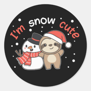 スロース私は雪かわいい雪だるまスノープンクラシックラウンド ラウンドシール