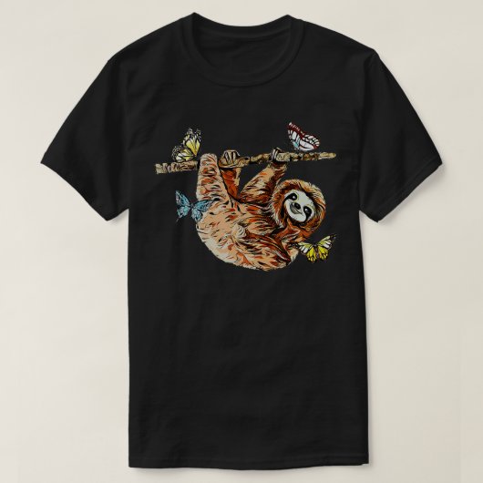 スロース蝶i蝶iかわいいスロース tシャツ (デザイン正面)