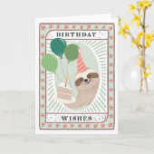 スロース誕生日カード | 誕生日ウィッシュのケーキカード カード (黄色い花)