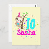 スロース誕生日ガールカスタムテーマパーティー ポストカード (正面/裏面)