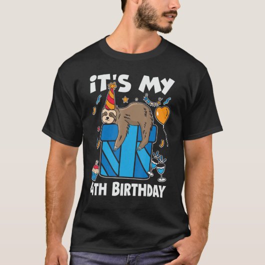 スロース誕生日コスチュームOuのための私の4歳の誕生日 Tシャツ (正面)