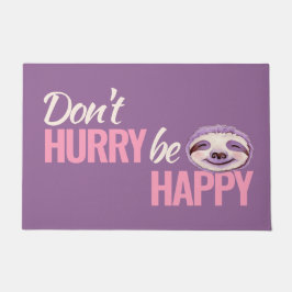 スロース顔は急いで幸せなピンクの紫でない ドアマット