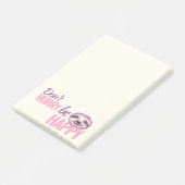 スロース顔は急いで幸せなピンクの紫のスローガン ポストイット (アングル)